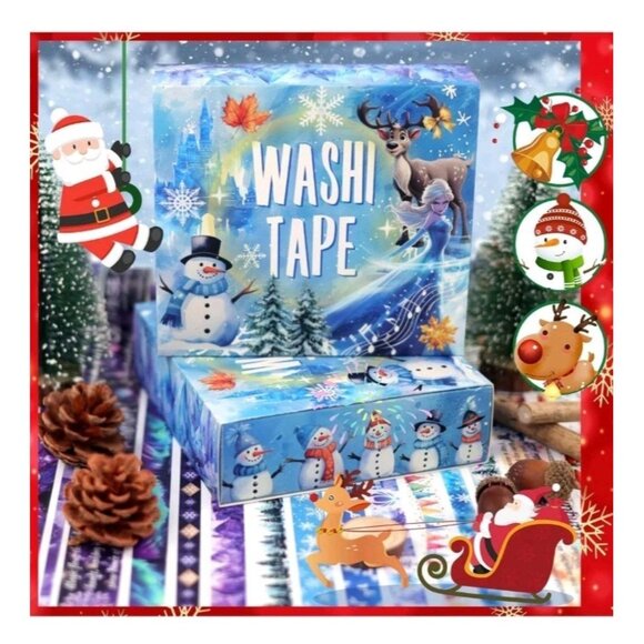 Christmas Washi Tape Set - 27 Rolls Decorative Tape with Snowflake, Winter Washi - Picture 2 of 6